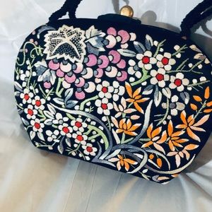 Black Vintage Floral Purse